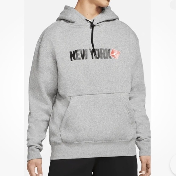 Nike Air Jordan NEW YORK CITY Pullover Mens Hoodie Gray Size Medium - Picture 1 of 12